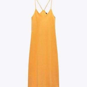 Zara YellowOrange midi dress Size S